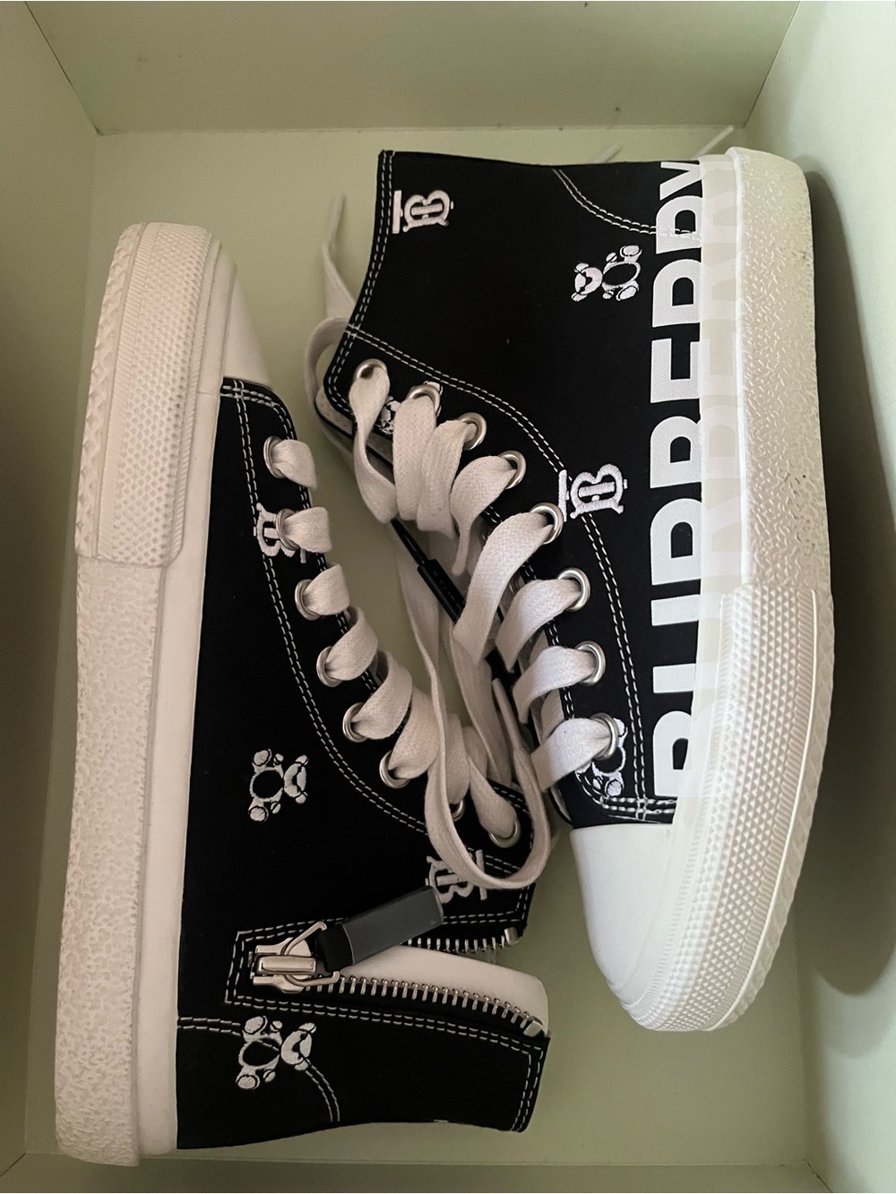 Burberry Black and White High-Top Kids Sneakers